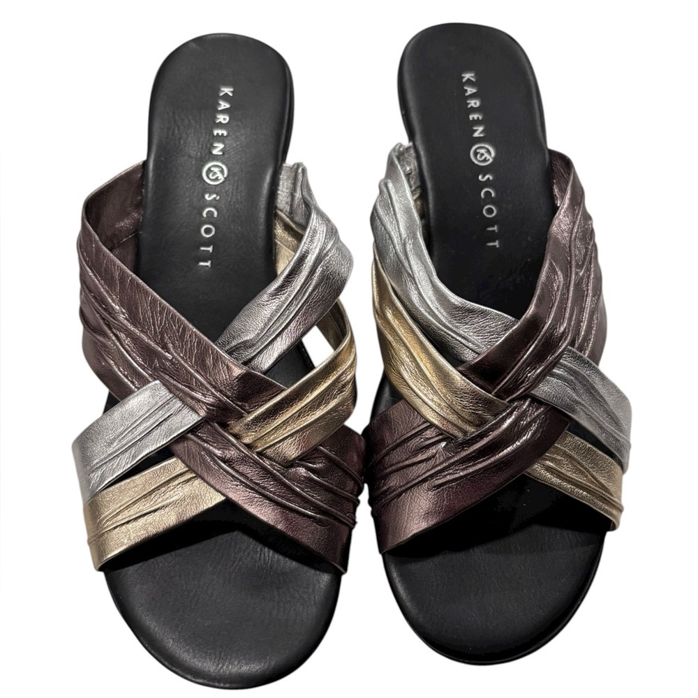 Karen Scott Women's Multi-Tone Slide Sandals - Picture 2 of 4